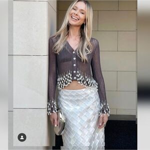 ZARA DIAMOND SATIN EFFECT MIDI SKIRT